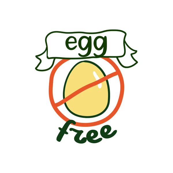 Egg free product label, crossed badge with sign — Stock Vector