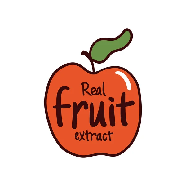 진짜 과일 추출물 상표, 건강에 좋은 제품 스티커 — 스톡 벡터