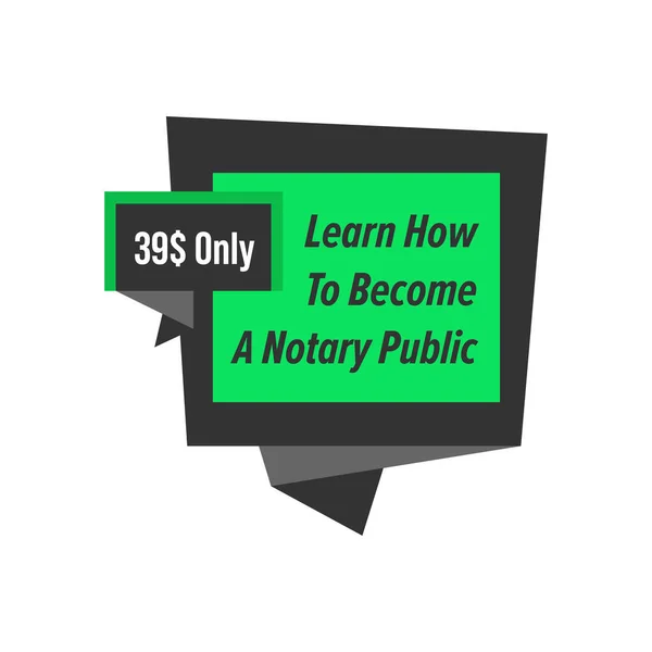 Aprender a convertirse en notario pegatina curso público — Vector de stock