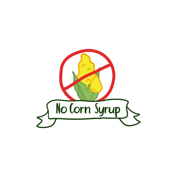 Nincs kukoricaszirup élelmiszer címke, egészséges termék matrica — Stock Vector