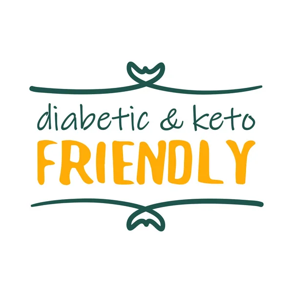 Diabetic and keto friendly product label with sign — Stock Vector