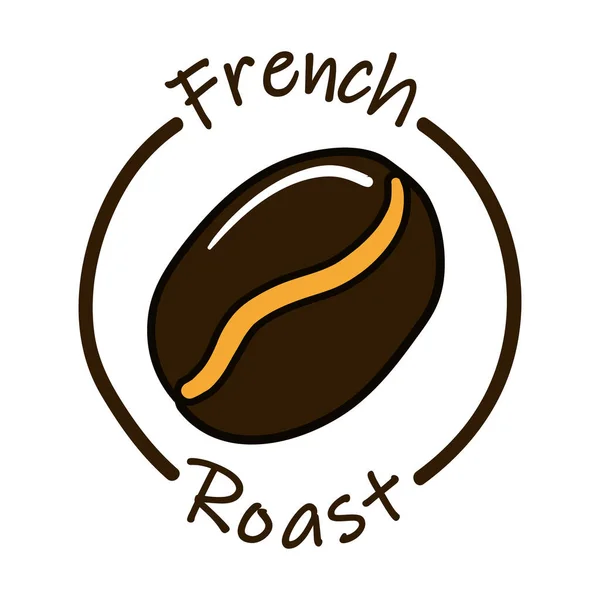 French roast bean for coffee drink quality sticker — Stock Vector