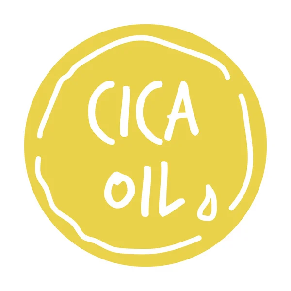 Etiqueta de aceite de Cica para publicidad de productos de belleza natural — Vector de stock