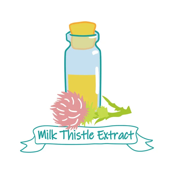 Milk thistle extract, product package sticker — Vector de stock
