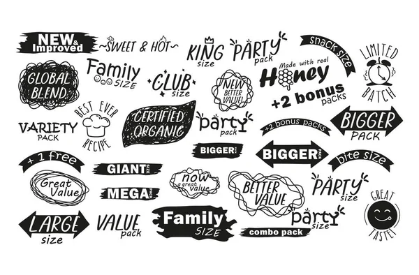 Ink print sticker collection for product package — Stock Vector