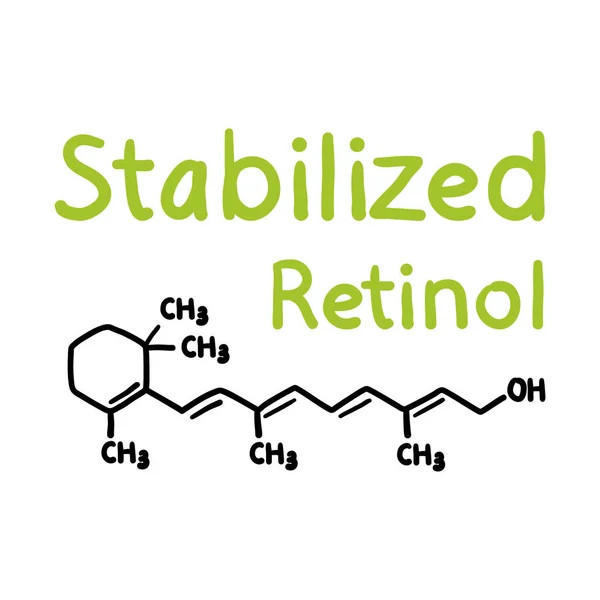 Stabilized retinol ingredient sign at product label — 스톡 벡터