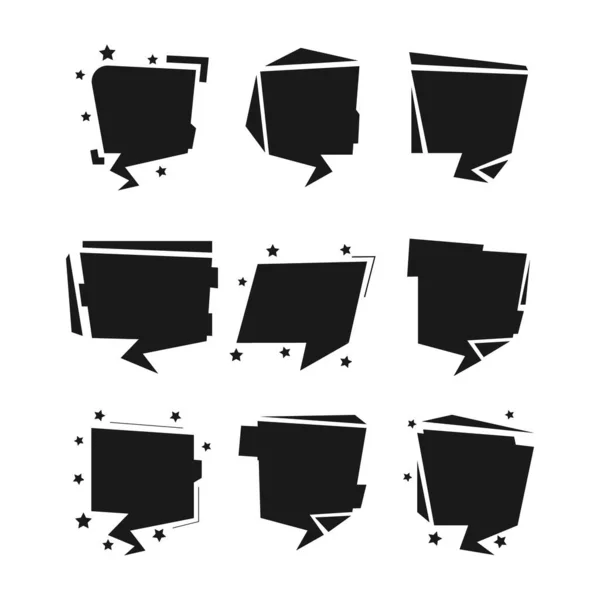 Set Black Stickers Vector Illustration Creative Blank Templates Advertising Marking — Vector de stock