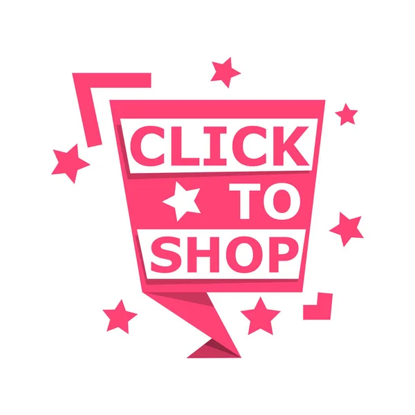 Phrase Click Shop Vector Illustration Advertising Inscription Information Sticker — Vettoriale Stock