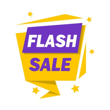 Badge Flash Sale, vector illustration. Marking label. Special discount offer. Original packaging