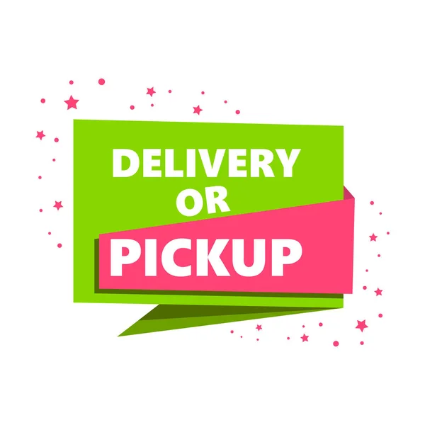 Badge Delivery Pickup Vector Illustration Advertising Inscription Marking Label — Stockový vektor