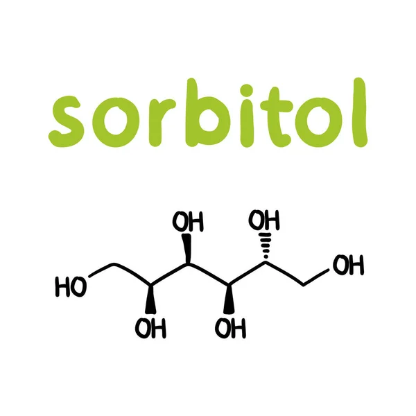 Sorbitol Sign Medicine Package Sticker Design Isolated White Ingredient Line — Vetor de Stock