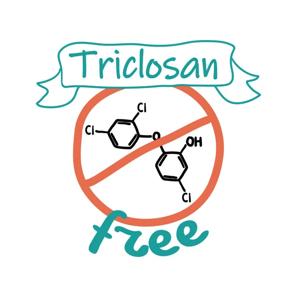 Tricsolan Free Ingredient Soap Product Sticker Isolated White Crossed Line Vectores de stock libres de derechos