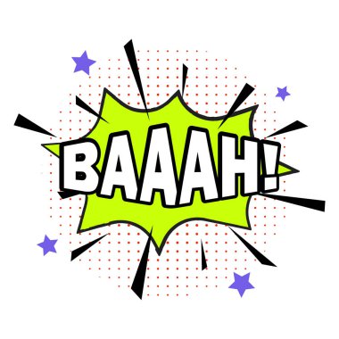 Bah expression at comic speech bubble icon design. Cartoon element with retro font, vector illustration. Isolated on white colorful abstract explosion with text, pop art concept