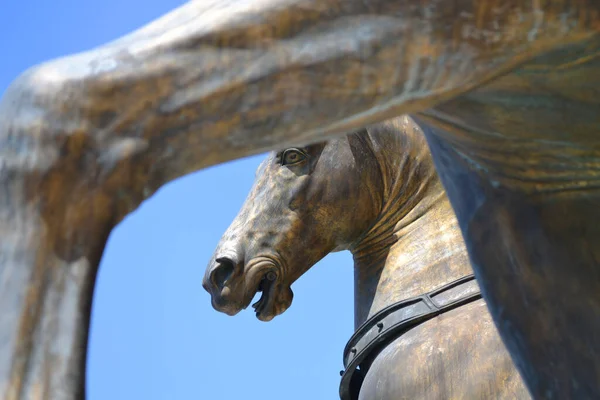 Venedik, İtalya - 17 Mayıs 2011: Venedik 'teki Basilica di San Marco' da antik bronz atlar. Bizans sanat abidesi Konstantinopolis 'ten ünlü kuadriga. Aziz Mark Bazilikası Venedik 'in en önemli simgesidir.