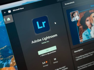 Galati, Romanya - 19 Haziran 2022: Microsoft Windows 11 için Adobe Lightroom uygulaması kullanılabilir