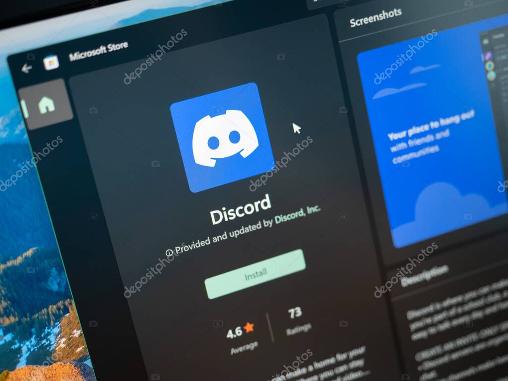Galati, Romania - June 19, 2022: Discord application available on Microsoft Store for Windows 11