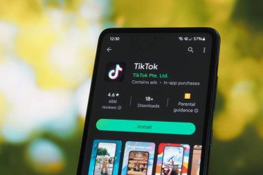 Galati, Romania - July 11, 2022: Tiktok application available on Google Play Store for Android
