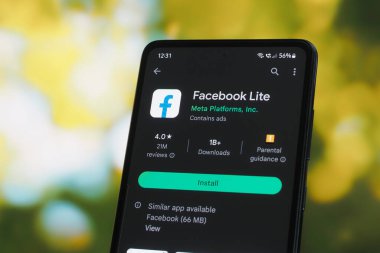 Galati, Romania - July 11, 2022: Facebook Lite application available on Google Play Store for Android
