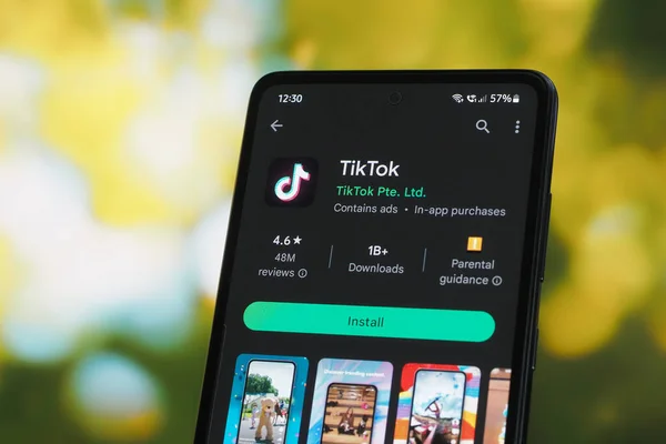 Galati, Romania - July 11, 2022: Tiktok application available on Google Play Store for Android