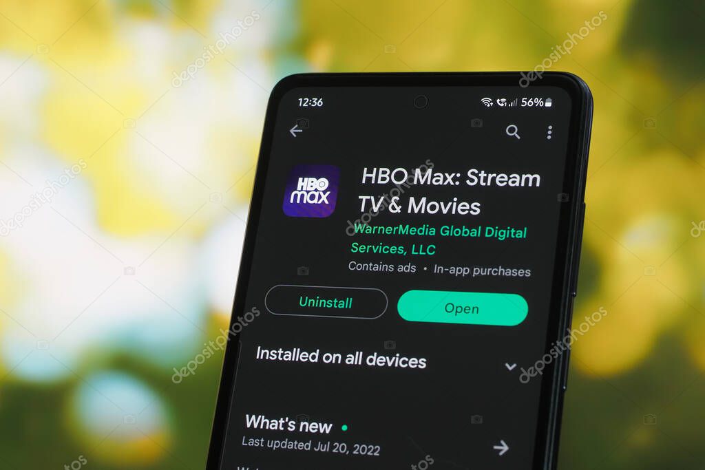 Galati, Romania - July 11, 2022: HBO Max application available on Google Play Store for Android