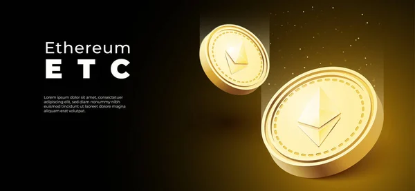 Ethereum Etc Crypto Monnaie Sur Fond Mobile Illustration Vectorielle Bannière — Image vectorielle