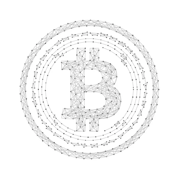 Çizgi ve nokta tasarımlı şifreli para birimi. Zincirleme teknoloji geçmişi. vektör illüstrasyonu