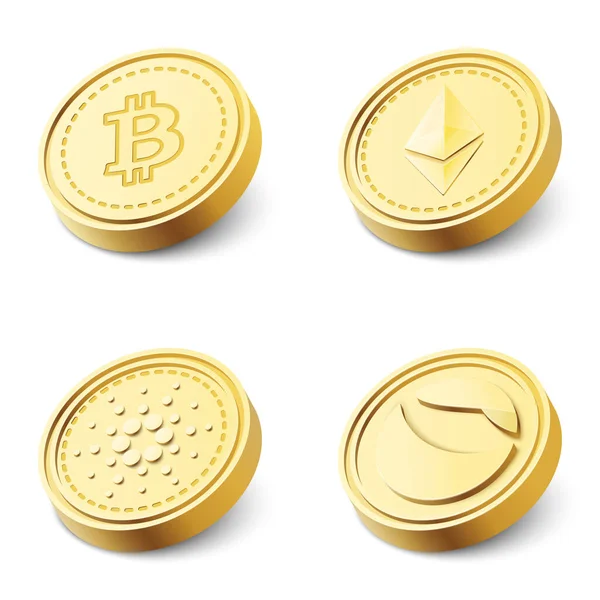 Définir Crypto Monnaie Avec Fond Technologie Blockchain Illustration Vectorielle Bannière — Image vectorielle