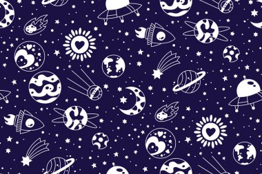 Gezegen, roket kuyruklu yıldız, duvar kâğıdı kumaşı.