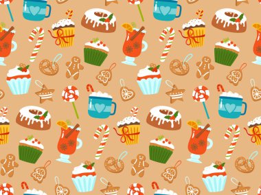 Noel desensiz şekerleme lolipop kek zencefilli kurabiye duvar kağıdı