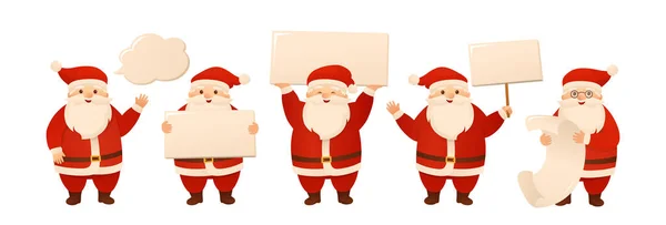 Kerstmis Kerstman met blanco bord kopieerruimte reclame banner — Stockvector