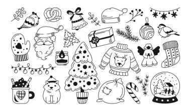 Noel karikatürü seti Noel Baba Noel Baba Noel Baba hediye kutusu süslemesi