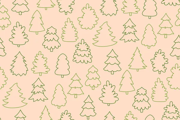 Árbol de Navidad doodle patrón sin costura envoltura banner de embalaje diseño web — Archivo Imágenes Vectoriales