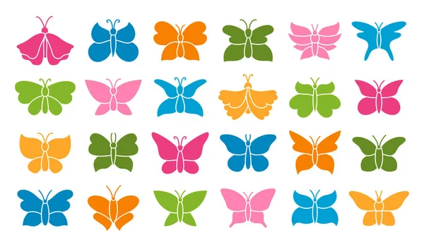 Butterfly exotic stamp set for scrapbook stencil sign shape moths symbol collection print vector — Stock Vector