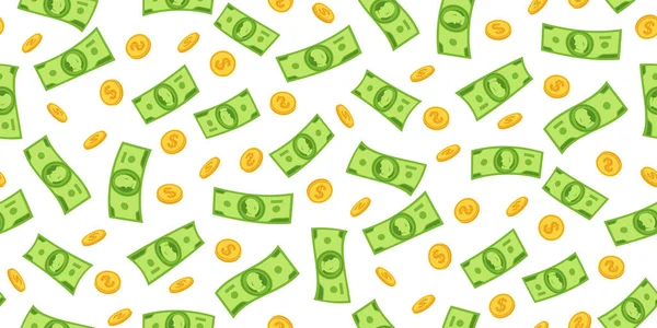 Para yağmuru düz karikatür duvar kâğıdı dikişsiz desenli kağıt altın sikkeler uçan banknot defterleri
