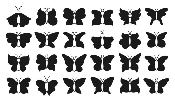 Borboleta exótico carimbo ornamentado stencil set sinal forma traças coleção símbolo estilizado asas de insetos —  Vetores de Stock