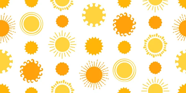 Sol envoltura amarilla patrón inconsútil solar brillo scrapbook papel vector de fondo ilimitado — Vector de stock