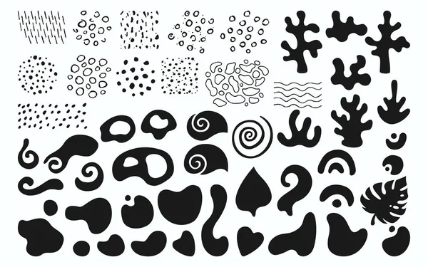 Abstraite forme doodle silhouette objets mis à la main dessiné encre timbre élément de conception forme organique vecteur — Image vectorielle