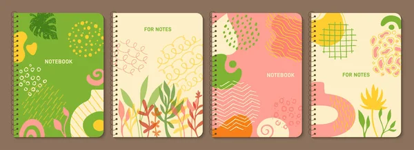 Cubierta de moda abstracta forma orgánica botánica floral elemento de diseño cuaderno planificador folleto página — Vector de stock