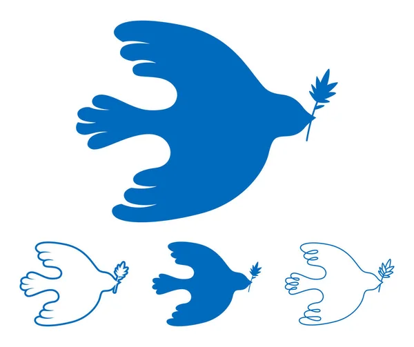 Peace symbol dove bird silhouette doodle outline set freedom humanity emblem peaceful no war concept — Stockvektor