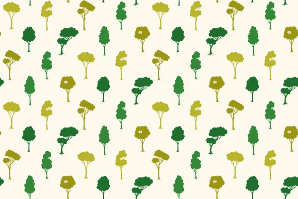 Trees Cartoon Seamless Pattern Forest Park Abstract Evergreen Stylized Plant — Vetor de Stock