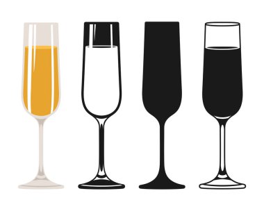 Şarap kadehi, şampanya, köpüklü şarap seti. Cam tasarım sembolü, siluet, ikon, pul oymalı alkol içecekleri. Kafe için şarap yapımı reklam tasarımı, bar restoranı menüsü, davetiye partisi