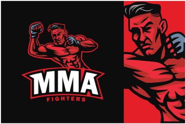 MMA Boks Dövüşçüsü Logo Tasarımı İllüstrasyonu
