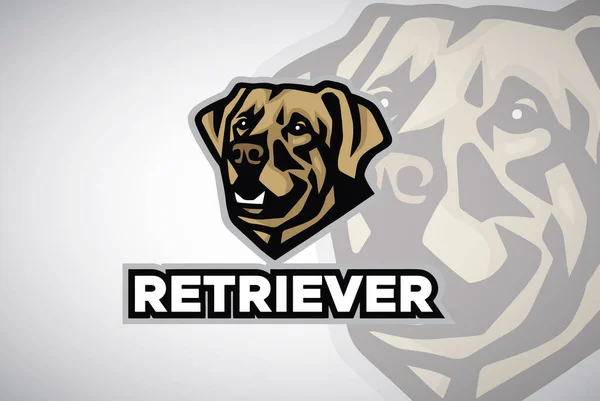Labrador Golden Retriever Vektör Görüntüsü Hayvan Maskotu Logo Tasarım Şablonu — Stok Vektör