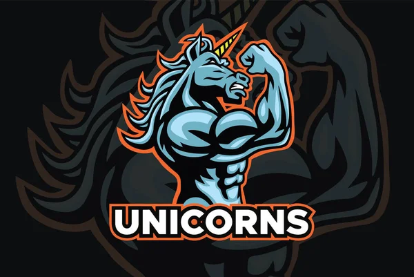 Unicornio Caballo Combatiente Mascota Vector Logo Esport Deporte Carácter Diseño — Vector de stock