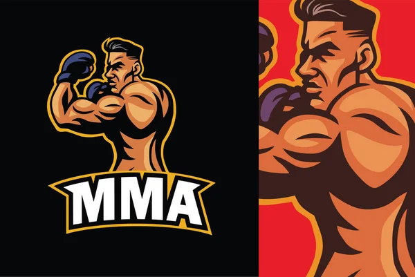 Mma Fighter Boxer Sport Logo Design Illustrazione Vettoriale Art Template — Vettoriale Stock
