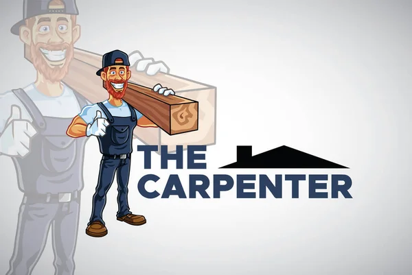 Carpenter Logo Cartoon Maskot Charakter Design Vector Illustration Template — Stockový vektor