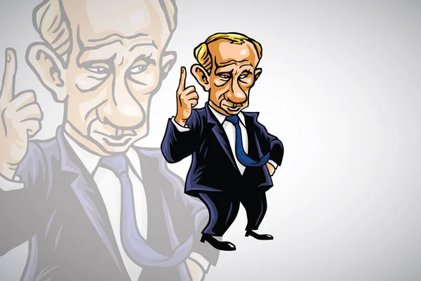 ウラジミール プーチン漫画戯画ロシア連邦大統領のベクトルアート肖像画を描く 2022年2月24日 — ストックベクタ