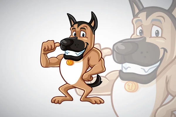 German Shepherd Dog Fun Cute Cartoon Drawing Mascot Character Design — стоковый вектор