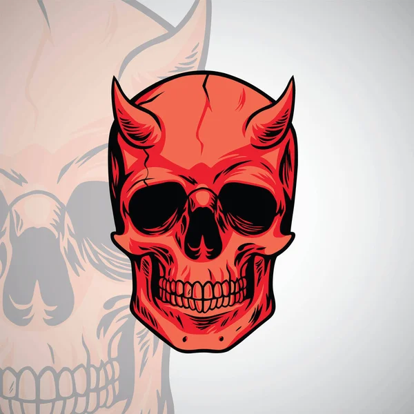 Demon Head Skull Logo Design Vector Illustration Icon Template Art — стоковый вектор