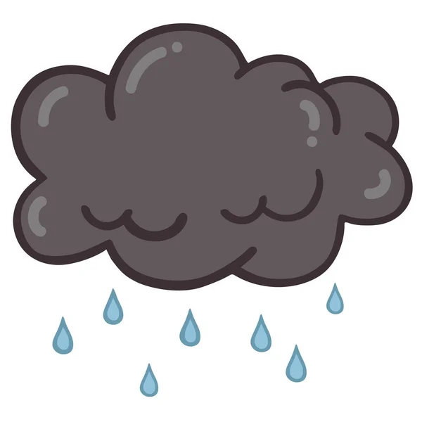 Cloud Rain Grey Dark Raindrop Drawing Doodle Vector Illustration Icon — Wektor stockowy